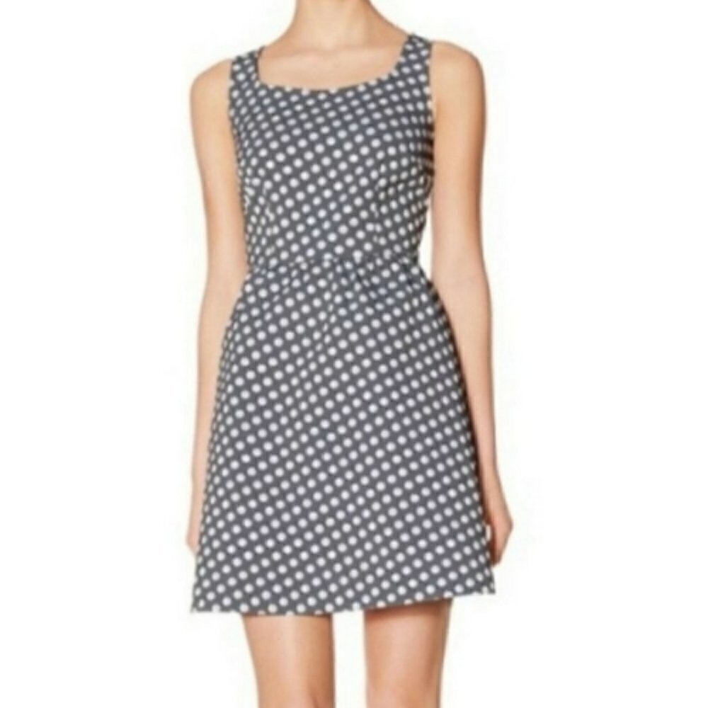 The Limited | Women's Sleeveless Gray and White Polka Dot Mini Dress (Size 6)